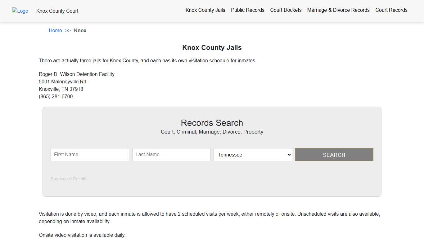 Knox County Jails Knox TN County Court